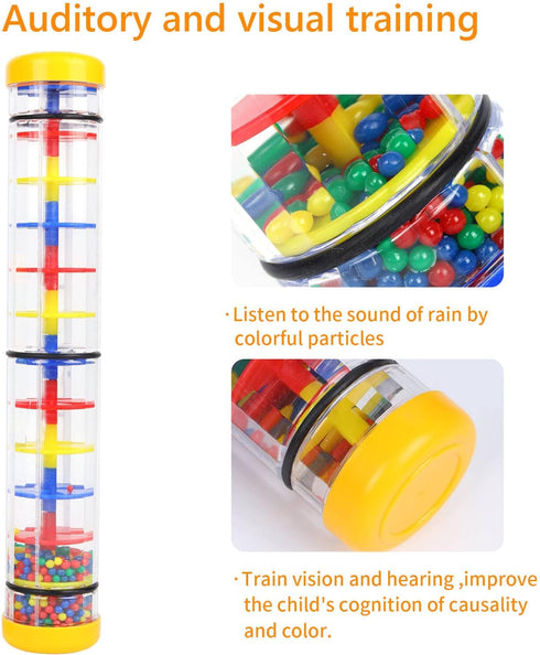 Rainmaker 12 inch Rain stick for babies Rattle Tube Rain Stick Shaker Music Sensory Auditory Instrument Toy For baby child girl (12 inch Yellow)...