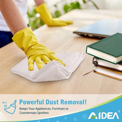 AIDEA Microfiber Cleaning Cloth 12PK, Dish Cloths White, Strong Water Absorption, Lint Free Rags, Scratch Free, Streak Free Microfiber Towels, Kit...
