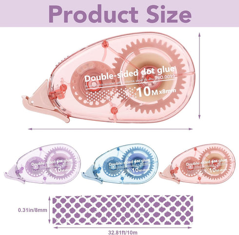 6 Pack Double Sided Tape Roller Scrapbook Tape 0.31 in x 32 Ft Glue Tape Runner Roller Scrapbook Supplies, Double Sided Tape for Crafts, Scrapbook...