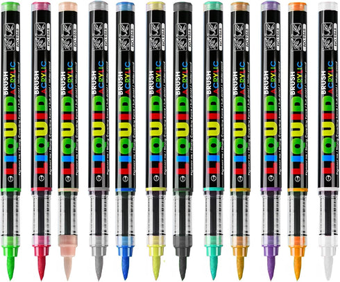 12 Colors Acrylic Paint Fabric Permanent Markers for Rock Canvas Wood Glass Ceramic Nail Painting Kit Art Pen...
