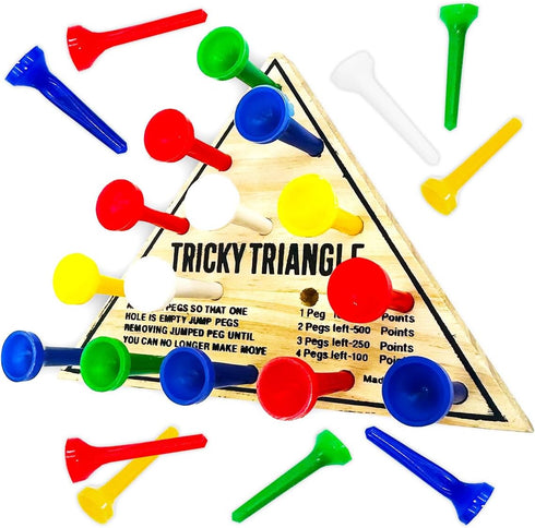 Tricky Triangle Classic Travel Wooden Brain Teaser Peg Game- 12 Per Pack...