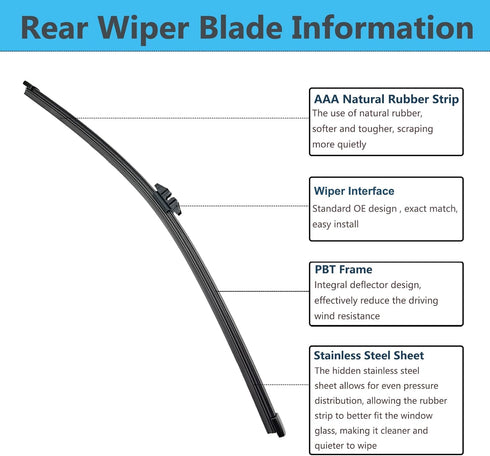 Rear Windshield Wiper Arm Blade Set Replacement for BMW X5 X5M E70 2007-2013, Factory OE Style Rear Window Wiper Arm Blade Set, Back Window Wiper ...