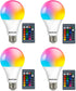 Bestview RGB LED Light Bulb, Color Changing Light Bulbs with Remote Control, RGBW Warm White 5W E27 Screw Base,Mood Flood E26 Light Bulb-16 Color ...