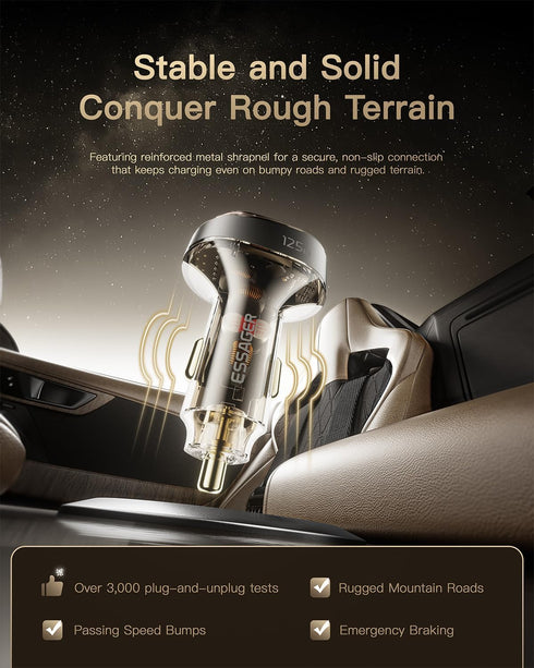 Essager Car Charger 125W Super Fast Charging with USB PD/PPS/QC 3.0(Voltmeter&LED Lights) Universal Quick Charge for 12-24V Car Cigarette Lighter ...