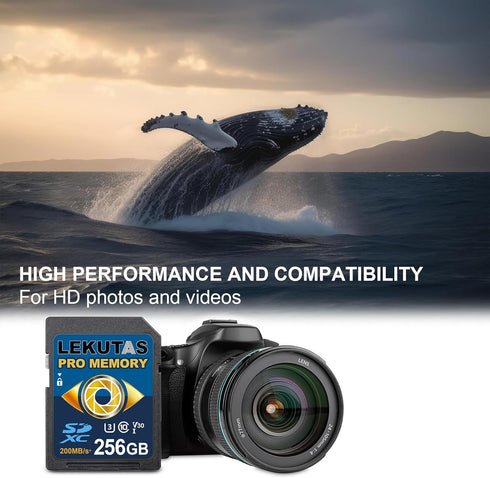 256GB SDXC UHS-I Memory Card - Up to 200MB/s, C10, U3, V30, 4K UHD, Full-HD & 4K Video SD Card for Canon Nikon Sony Pentax Kodak Olympus Panasonic...