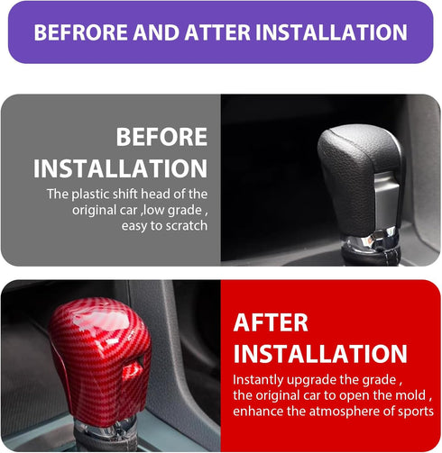 1 PC Car Central Control Gear Shift Head, Carbon Fiber Texture Decorated Transmission Shift Knob Cover, Patch Glossy Texture Tnterior Accessories,...