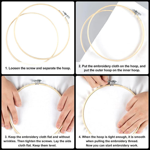 Whaline 4 Mandala Embroidery Starter Kit with Instruction Plum Blossom Chrysanthemum Orchid Lotus Needlepoint Cross Stitch Kit with Embroidery Hoo...