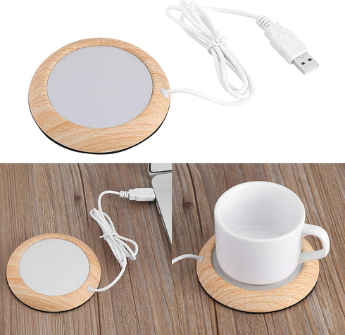 USB Wood Grain Cup Warmer with USB Cable Electric Cup Drink Plate Tea Mat Coffee Warmer Pad for Home Use(Wood Grain Gloss)...