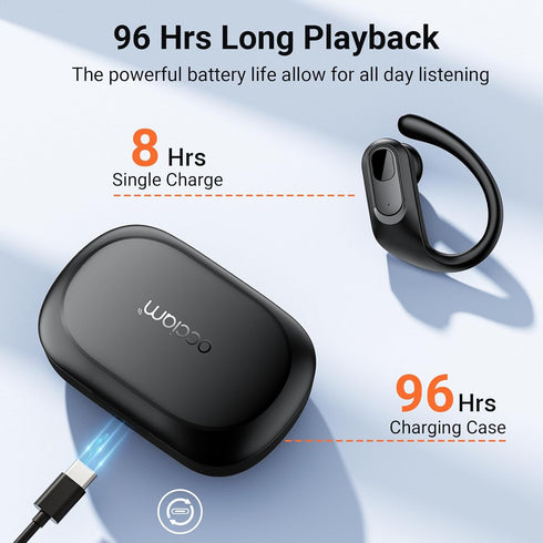 occiam Wireless Bluetooth Earbuds Sport Ear Buds Workout Headphones 96H Playback in-Ear Earphones with Earhooks Buit-in Mic Button Control Bass St...