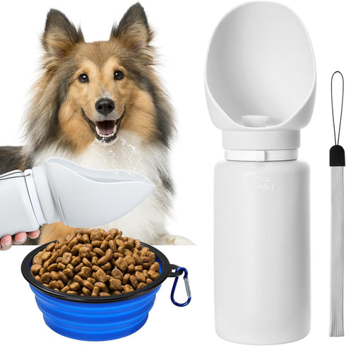 Dog Water Bottle Portable, 25oz/750ml Travel Dog Water Bottle with Collapsible Dog Bowls Large, Lightweight & Leak Proof Silicone Dog Drinking Wat...
