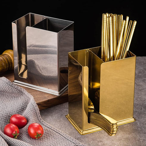 kaileyouxiangongsi Chinese Restaurant Utensil Holder, Stainless Steel Hanging 2 Compartments Mesh Utensil Drying Rack/Chopsticks/Spoon/Fork/Knife ...