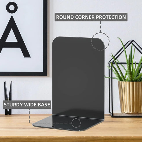 VFINE Bookends 1 Pair, Bookends for Shelves, Metal Black Book Ends for Shelves, Book Ends for Heavy Books, Book Shelf Holder for Home Office...