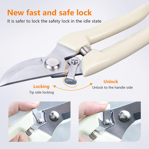 Garden Scissors for Plant, Tip Pruning Shears for Cutting Flowers, Trimming Plants, Bonsai and Fruits Picking (2 PC Bypass Blade Pruner)...