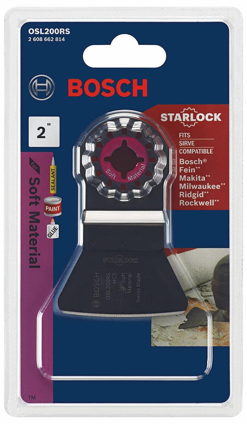BOSCH OSL200RS 1-Piece 2 In. Starlock Oscillating Multi Tool Soft Materials High-Carbon Steel Rigid Scraper Blade for Removing Tough Sealants, Adh...
