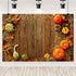 5x3ft Fall Thanksgiving Backdrops for Photography Pumpkins Dry Hay Leaves Rustic Brown Wood Board Festival Decoration Thanksgiving Photography Bac...