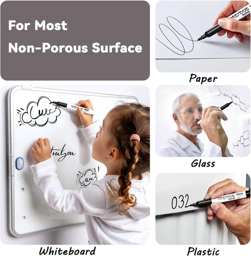 Fine Tip Dry Erase Markers - 12 Pack Fine Point Thin Black Whiteboard Markers Bulk, Low Odor Dry Erase Markers for Office Classroom School White B...
