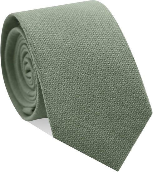 Sage Green Ties for Men 2.5'' Cotton Skinny Tie Solid Color Neckites for Wedding Business Graduation Party...
