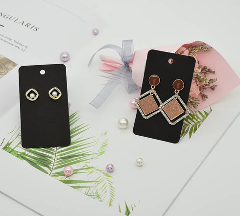 Twavang Earring Card Holder Set, 100Pcs Kraft Paper Earring Display Cards, 100 Pairs Clear Earring Backs with 100Pcs Self Adhesive Bags for Earrin...