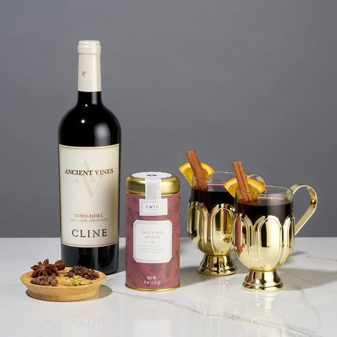 Twine Mulled Wine Glass for Hot Toddies and Cocktails, Clear Glass Mug with Gold Plated Stainless Steel Handle, 12 Oz Set of 1...
