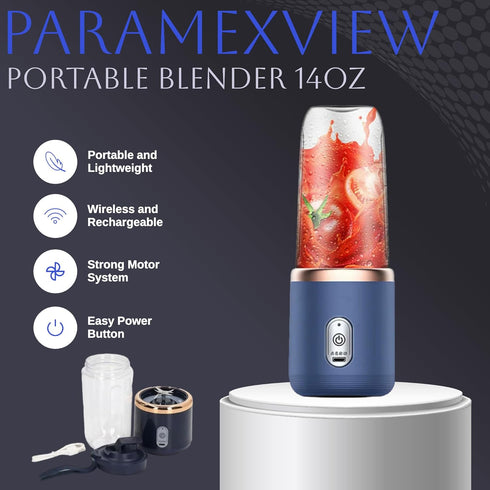 Paramexview® Portable Blender 14oz for Juices & Smoothies with 6 blades USB rechargeable Fusion Blender BPA-free and eco-friendly material...