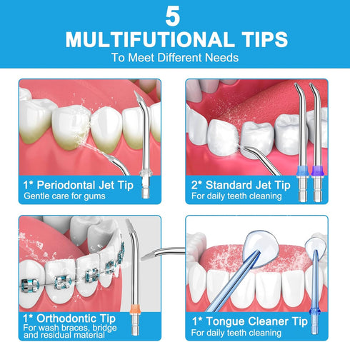 Water Dental Flosser Cordless for Teeth - AFROG 5 Modes Dental Oral Irrigator, Portable and Rechargeable IPX7 Waterproof Powerful Battery Life Wat...