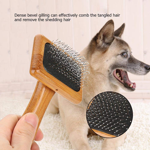 Oumefar Healthy Bamboo Dog Hair Comb Pet Wooden Brush Massage Grooming Slicker Brush with Rounded Bristles(Charged)...