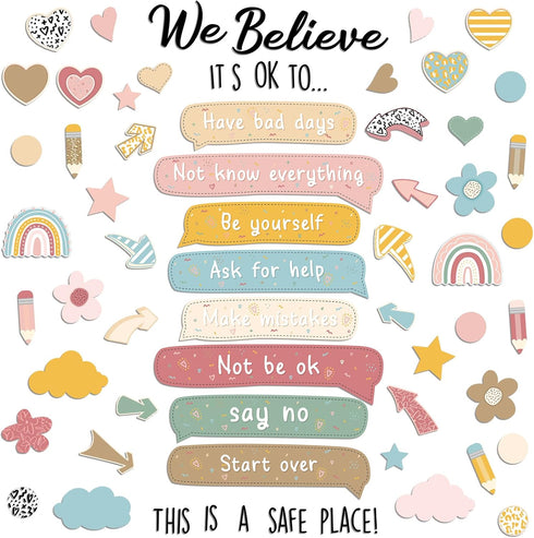 Boho Bulletin Board Set We Believe Motivational Classroom Decor Boho Positive Affirmations Cutouts for Teachers Classroom Bulletin Board School Wa...