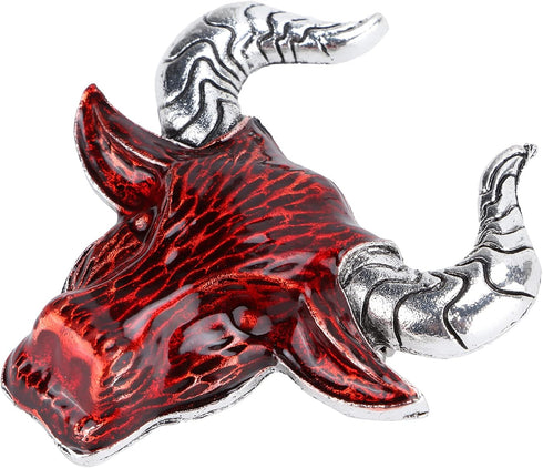 OX Head Brooch, Cattle Brooch Animal Brooches 1.8 X 2.0in Small and Charming Shape for Christmas(Silver horns)...
