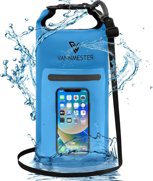 Marine Dry Bags,Waterproof Backpack Phone Pouch,Waterproof Bag Roll Top Sack for Kayaking,Beach,Rafting,Hiking,Camping,Fishing Blue 2L...