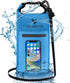 Marine Dry Bags,Waterproof Backpack Phone Pouch,Waterproof Bag Roll Top Sack for Kayaking,Beach,Rafting,Hiking,Camping,Fishing Blue 2L...