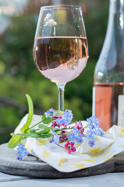 Magnetic Wine Glass Charms - Cute Bunnies and Flower Drink Markers Set of 6...