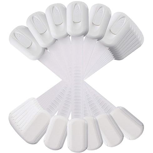 12 Pack Vmaisi Multi-Use Adhesive Straps Locks - Childproofing Baby Proofing Cabinet Latches for Drawers, Fridge, Dishwasher, Toilet Seat, Cupboar...