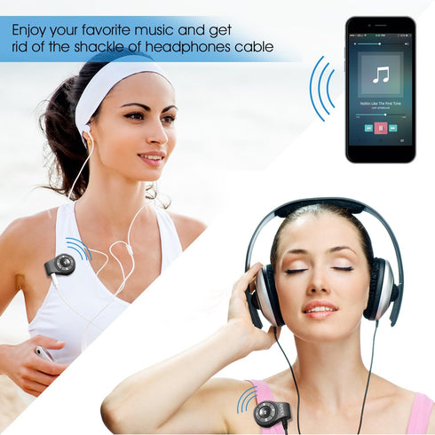 APEKX Clip Bluetooth Audio Adapter for Headphones, Headset, Speaker, Wireless Receiver with MIC for Hands-Released Call and Music...