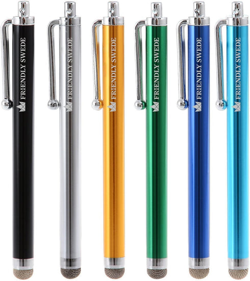 The Friendly Swede Set of 6 Micro-Knit Hybrid Fiber Tip Universal Capacitive Stylus Pens for Touch Screens, Stylus Pen for iPad, iPad Pen, iPad St...