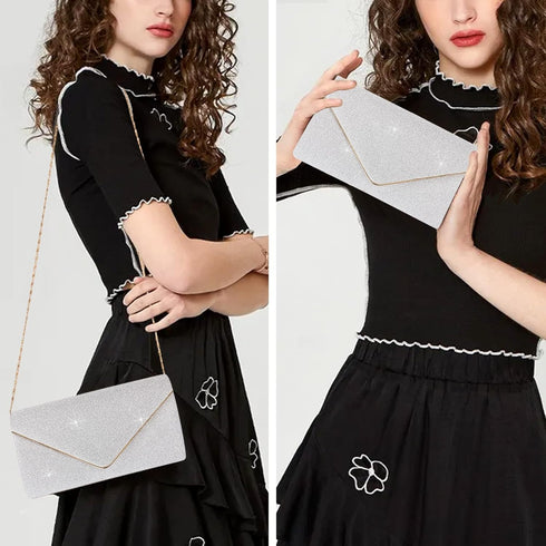 Larcenciel Clutch Purses for Women, Sparkling Envelope Evening Bag with Detachable Chain...