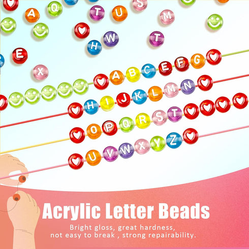 985 Pieces Letter Beads Kit,28 Styles Friendship Bracelet Kit Alphabet Beads Smiley Face Beads for Bracelets Jewelry Making Kit (White Letter Colo...
