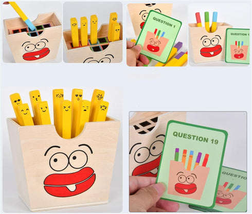 Wooden French Fries Sorting & Stacking Toys for Toddlers, Montessori Toys for 3 Year Old, Preschool Educational Toys to Develop Fine Motor Skills...