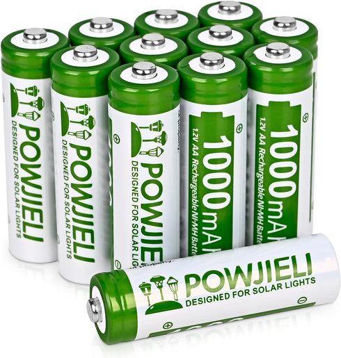 Ni-MH Rechargeable AA Batteries,1.2V 1000mAh High Capacity Pre-Charged Double A Solar Battery for Garden Landscaping Solar Lights, String Lights, ...