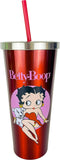 Spoontiques Betty Boop Stainless Steel Tumbler, 24oz - Double Wall Insulated Travel Cup with Straw...