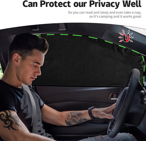 ZATOOTO Car Window Shades - 2 Pcs Black Silk Side Front Protection Covers - Magnetic Privacy Sun Shades Curtain Keeps Cooler for Baby Kids Sleepin...