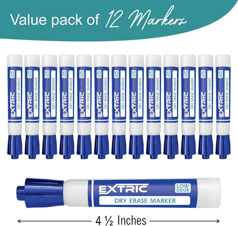 Dry Erase Markers, 12 Count Chisel Tip White board Markers, Blue Dry Erase Marker...