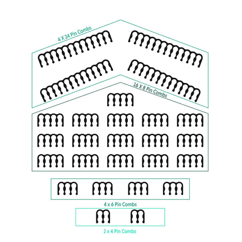 LINKUP - Combs for PSU Cable Extension | 4 x 24 P | 16 x 8 P | 4 x 6 P | Black...
