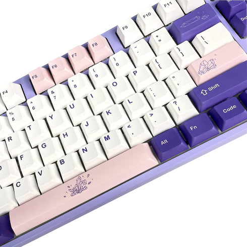 kutethy PBT Keycaps 5-Faced Dye-subbed Keycaps Set ANSI ISO Layout Compatible GK61 64 68 84 87 104 108 Mechanical Keyboards (Purple & White)...