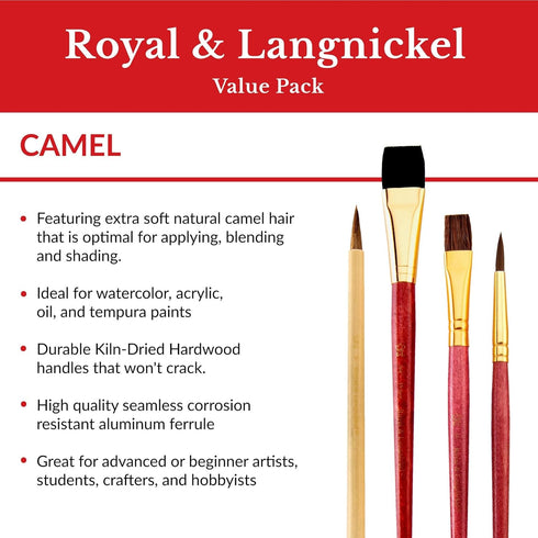 Royal Brush Camel Value Pack Brush Set, 3/Pkg...