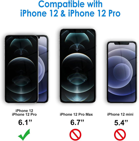JETech One Touch Install Screen Protector for iPhone 12/12 Pro 6.1-Inch, Full Coverage Tempered Glass Film, Auto Alignment Tool Kit, HD Clear, 2-P...