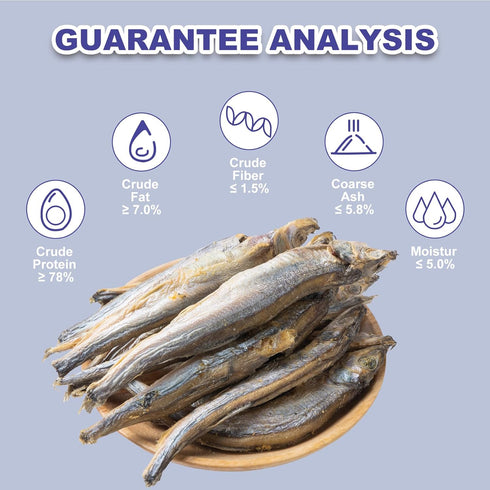 Freeze Dried Fish Dog Treats - Whole Capelin Fish Seeds Cats Treats Natural Single Ingredient Delicious Snacks Training Healthy Chews Food Pet Foo...
