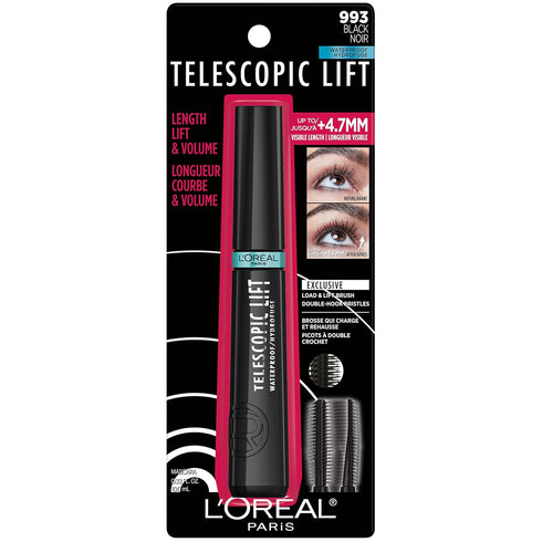 L'Oreal Paris Telescopic Lift Mascara, Lengthening and Volumizing Eye Makeup, Lash Lift with Up to 36HR Wear, Waterproof, Black, 0.33 Fl Oz...