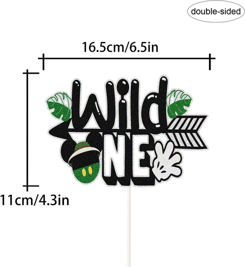 Wild One Mouse Cake Topper, 1st Birthday Jungle Animals Theme Party Decor Supplies for Boys Girls Kids,Cute Mouse leaf 1st Party Decor....