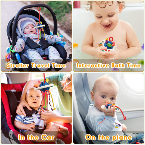 AiTuiTui Sensory Montessori Baby Toys 6 to 12 Months, Toddler Travel Toys for 1 2 Year Old Boy Girl Birthday Gifts, Soft Pull String Fidget Educat...