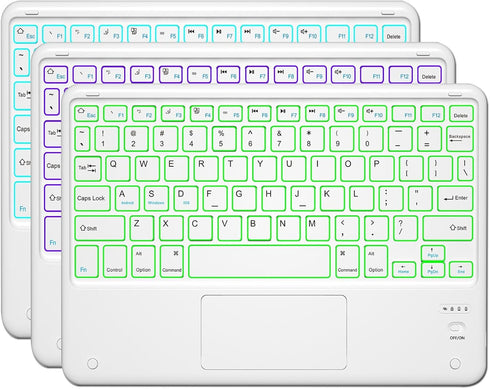 Bluetooth Keyboard, Slim 7 Colors Backlit Wireless Bluetooth Keyboard with Touchpad Built in Rechargeable Battery for iOS Android Windows Tablets ...
